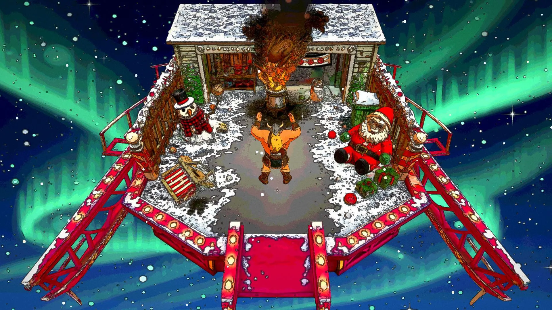 The Deep-Fried Turkey Fireball disaster, mid-eruption, in a snowed-in garage