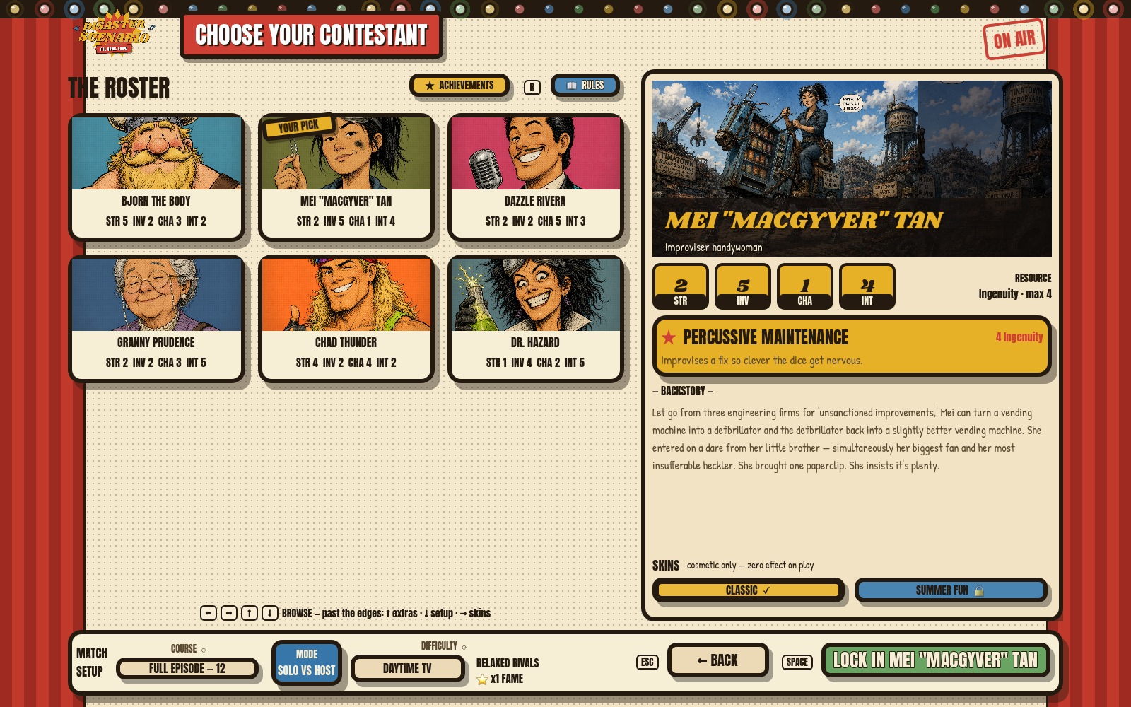 Character select screen